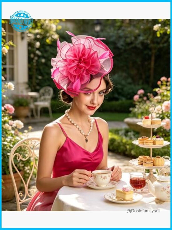 Organza Feather Fascinator Hat Vintage Bridal Headpiece Kentucky Derby Tea Party main image 4